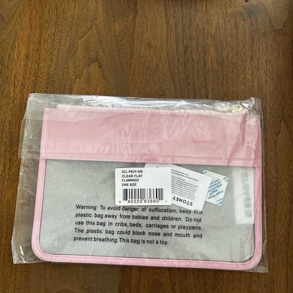 STONEY CLOVER LANE “Snacks” Medium Clear Zip Pouch In Flamingo - Picture 3 of 3